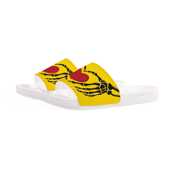 Ti Amo I love you - Exclusive Brand - Gold - Skeleton Hands with Heart -  Slide Sandals - White Soles