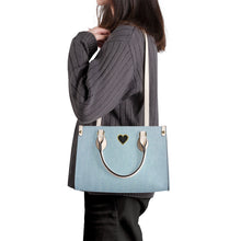 Load image into Gallery viewer, Ti Amo I love you - Exclusive Brand - Powder Blue Denim - Luxury Womens PU Tote Bag - Cream Straps
