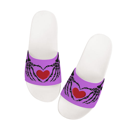 Ti Amo I love you - Exclusive Brand - Lavender - Skeleton Hands with Heart -  Slide Sandals - White Soles