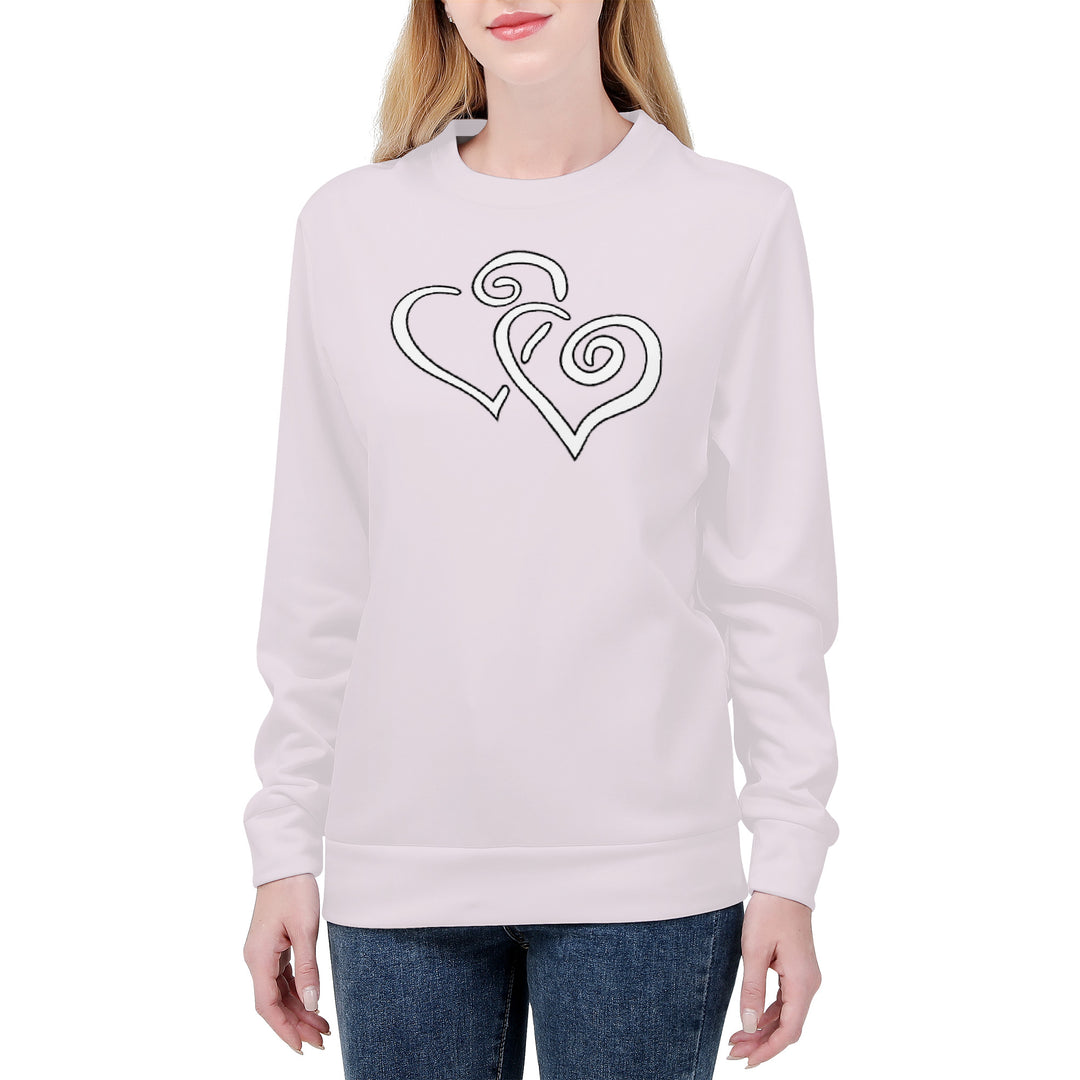 Prim (Light Pink) Sweatshirts - Double White Heart - Women's Sweatshirts - Exclusive Designer Brand - Ti Amo I love you