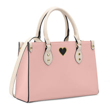 Load image into Gallery viewer, Ti Amo I love you - Exclusive Brand - Peachy Pink- Luxury Womens PU Tote Bag - Cream Straps
