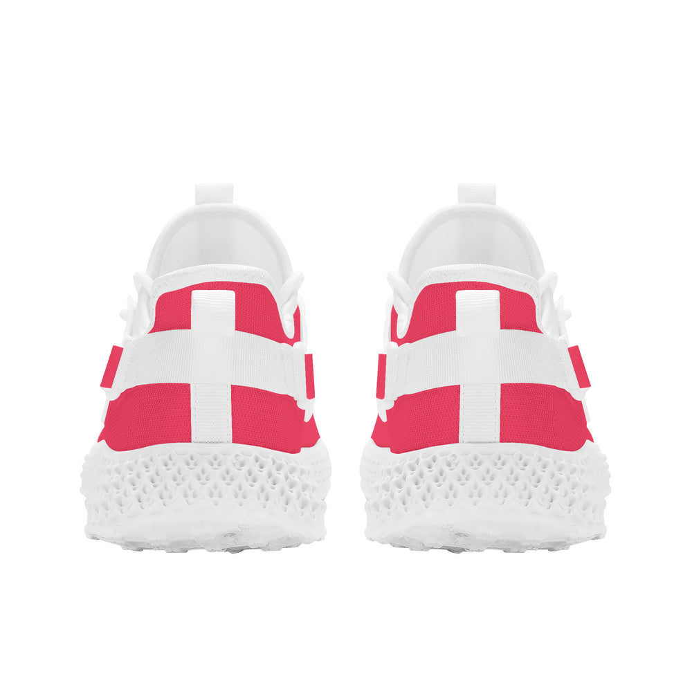 Ti Amo I love you - Exclusive Brand  - Radical Red -  Double Heart - Womens Mesh Knit Shoes - White Soles
