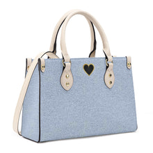 Load image into Gallery viewer, Ti Amo I love you - Exclusive Brand - Cloudy Blue Denim - Luxury Womens PU Tote Bag - Cream Straps
