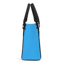 Load image into Gallery viewer, Ti Amo I love you - Exclusive Brand - Medium Cyan Blue - Luxury Womens PU Tote Bag - Black Straps
