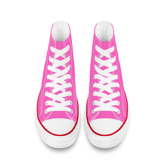 Ti Amo I love you - Exclusive Brand - Hot Pink - White Daisy - High Top Canvas Shoes - White  Soles