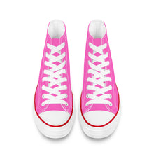 Load image into Gallery viewer, Ti Amo I love you - Exclusive Brand - Hot Pink - White Daisy - High Top Canvas Shoes - White  Soles
