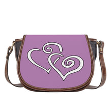 Load image into Gallery viewer, Ti Amo I love you - Exclusive Brand - Opera Mauve - Double White Heart - Saddle Bag
