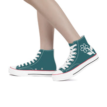 Load image into Gallery viewer, Ti Amo I love you - Exclusive Brand - Casal - White Daisy - High Top Canvas Shoes - White  Soles
