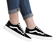 Load image into Gallery viewer, Ti Amo I love you - Exclusive Brand - Black - Double White Heart - Low Top Flat Sneaker
