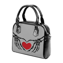 Load image into Gallery viewer, Ti Amo I love you - Exclusive Brand - Deep Silver Chalice - Skeleton Hands with Heart - Shoulder Handbag
