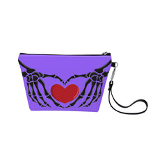 Load image into Gallery viewer, Ti Amo I love you - Exclusive Brand - Heliotrope 3 - Skeleton Hands with Heart - Sling Cosmetic Bag
