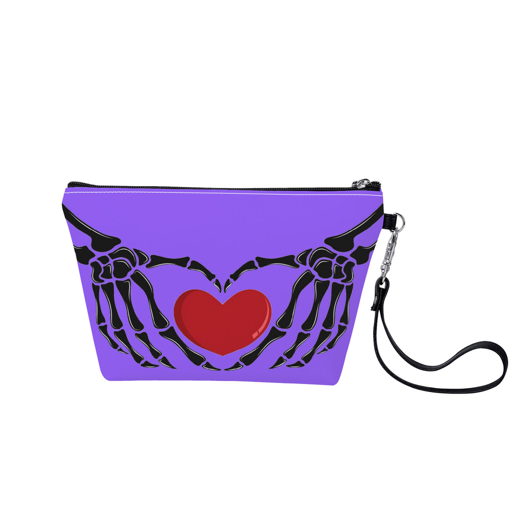 Ti Amo I love you - Exclusive Brand - Heliotrope 3 - Skeleton Hands with Heart - Sling Cosmetic Bag