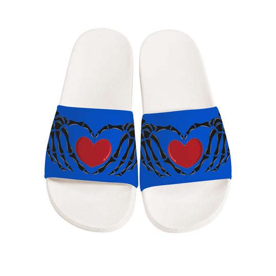 Ti Amo I love you - Exclusive Brand - Science Blue - Skeleton Hands with Heart -  Slide Sandals - White Soles