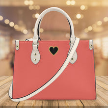 Load image into Gallery viewer, Ti Amo I love you - Exclusive Brand - Living Coral - Luxury Women PU Tote Bag - Cream Straps
