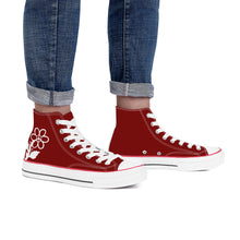 Load image into Gallery viewer, Ti Amo I love you - Exclusive Brand - Dark Burgundy - White Daisy - High Top Canvas Shoes - White Soles
