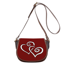 Load image into Gallery viewer, Ti Amo I love you - Exclusive Brand - Dark Burgundy - Double White Heart - Saddle Bag
