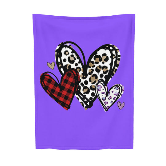 Light Purple - Leopard Hearts - Baby Gifts - Soft Blanket - Ti Amo I love you 