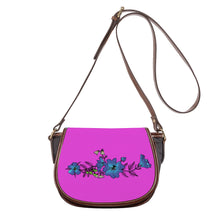 Load image into Gallery viewer, Ti Amo I love you - Exclusive Brand  - Brilliant LavenderRose - Blue Floral -  Saddle Bag
