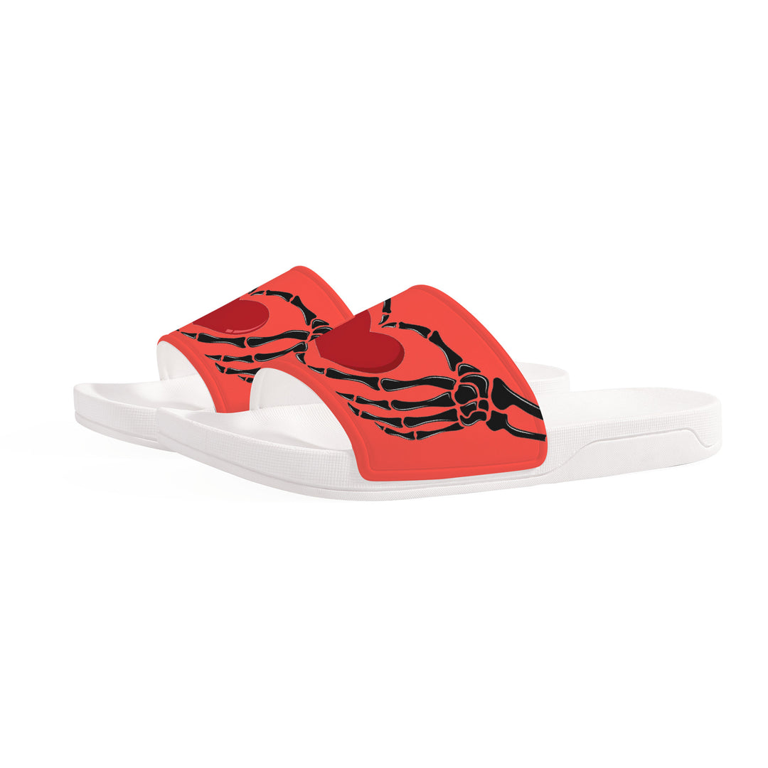 Ti Amo I love you - Exclusive Brand - Orange Red - Skeleton Hands with Heart -  Slide Sandals - White Soles