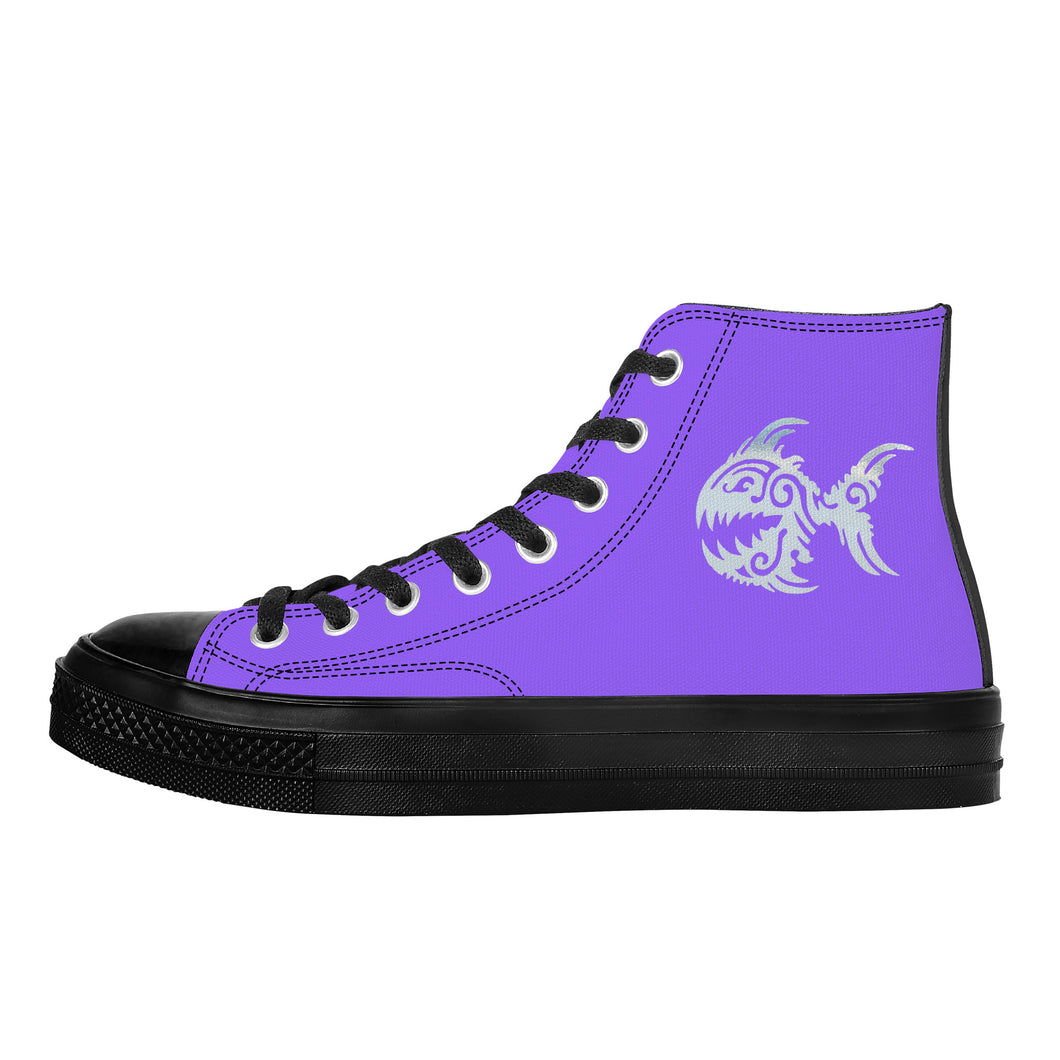 Ti Amo I love you - Exclusive Brand - Heliotrope 3 - Angry Fish - High Top Canvas Shoes - Black  Soles