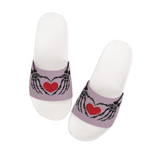 Load image into Gallery viewer, Ti Amo I love you - Exclusive Brand - Pansy Posy - Skeleton Hands with Heart -  Slide Sandals - White Soles
