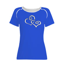 Load image into Gallery viewer, TI Amo I love you - Exclusive Brand - Enchanting Sapphire - Double White Heart - Women&#39;s T shirt
