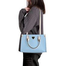 Load image into Gallery viewer, Ti Amo I love you - Exclusive Brand - Light Blue Jeans - Luxury Womens PU Tote Bag - Cream Straps
