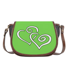 Load image into Gallery viewer, Ti Amo I love you - Exclusive Brand - Pastel Green - Double White Heart - Saddle Bag
