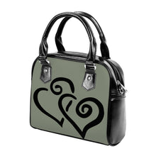 Load image into Gallery viewer, Ti Amo I love you - Exclusive Brand - Sage Green - Double Black Heart -  Shoulder Handbag
