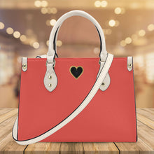 Load image into Gallery viewer, Ti Amo I love you - Exclusive Brand - Hot Coral - Luxury Women PU Tote Bag - Cream Straps
