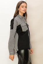 Load image into Gallery viewer, HYFVE Houndstooth Contrast Raw Hem Jacket Ti Amo I love you
