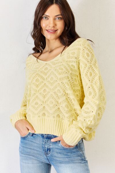 HYFVE V-Neck Patterned Long Sleeve Sweater Ti Amo I love you