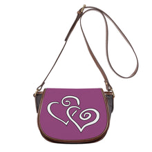 Load image into Gallery viewer, Ti Amo I love you - Exclusive Brand - Cannon Pink - Double White Heart - Saddle Bag
