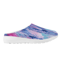 Load image into Gallery viewer, Ti Amo I love you - Exclusive Brand  - Mulberry &amp; Kashmir Blue Floating Paint Pattern - Mesh Slip-Ons
