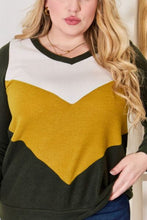 Load image into Gallery viewer, Hailey &amp; Co Full Size Colorblock V-Neck Blouse Ti Amo I love you
