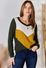 Load image into Gallery viewer, Hailey &amp; Co Full Size Colorblock V-Neck Blouse Ti Amo I love you
