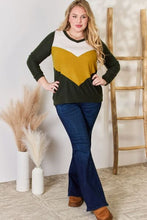 Load image into Gallery viewer, Hailey &amp; Co Full Size Colorblock V-Neck Blouse Ti Amo I love you
