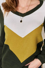 Load image into Gallery viewer, Hailey &amp; Co Full Size Colorblock V-Neck Blouse Ti Amo I love you
