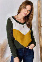 Load image into Gallery viewer, Hailey &amp; Co Full Size Colorblock V-Neck Blouse Ti Amo I love you
