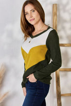 Load image into Gallery viewer, Hailey &amp; Co Full Size Colorblock V-Neck Blouse Ti Amo I love you
