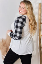 Load image into Gallery viewer, Hailey &amp; Co Full Size Plaid Raglan Sleeve Round Neck Blouse Ti Amo I love you
