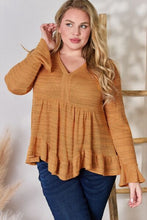 Load image into Gallery viewer, Hailey &amp; Co Full Size V-Neck Flounce Sleeve Blouse Ti Amo I love you
