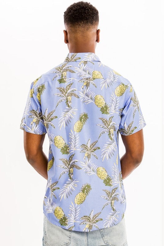 Hawaiian Print Button Down Shirt - Sizes S-3XL Ti Amo I love you