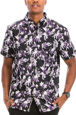 Hawaiian Print Button Down Shirt Ti Amo I love you