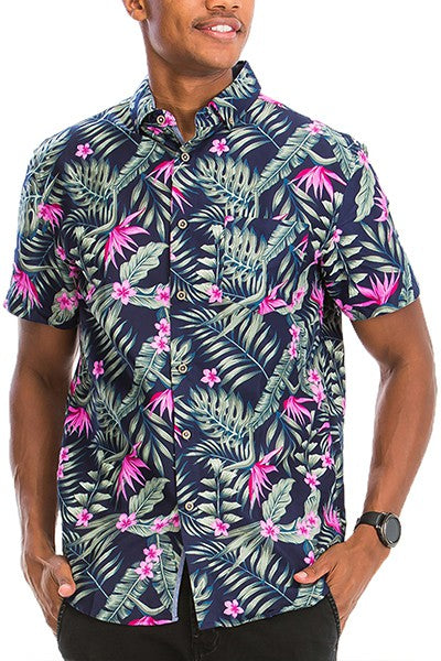 Hawaiian Print Button Down Shirt Ti Amo I love you