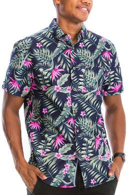 Hawaiian Print Button Down Shirt Ti Amo I love you