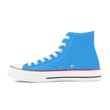 Load image into Gallery viewer, Ti Amo I love you - Exclusive Brand - Picton Blue 2 - White Daisy - High Top Canvas Shoes - White  Soles
