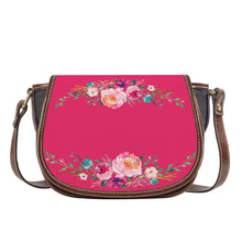 Load image into Gallery viewer, Ti Amo I love you - Exclusive Brand - Burnt Pink - Front &amp; Top Floral Swag - Saddle Bag
