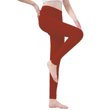 Load image into Gallery viewer, Ti Amo I love you - Exclusive Brand - Brick Red 2 - White Daisy - Yoga Leggings - Sizes XS-3XL
