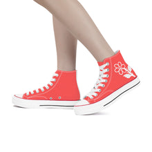 Load image into Gallery viewer, Ti Amo I love you - Exclusive Brand - Persimmon - White Daisy - High Top Canvas Shoes - White  Soles
